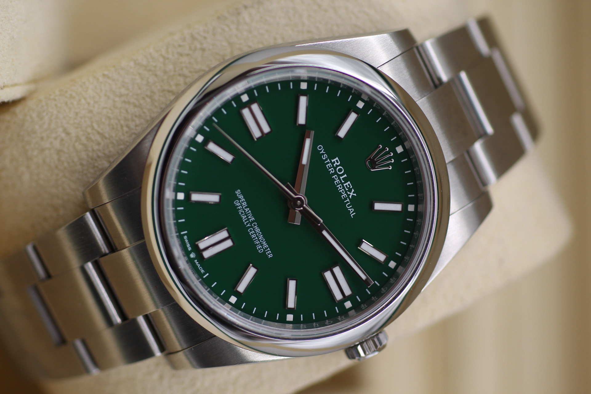 Rolex Oyster Perpetual 41 Green 124300 previously sold timepiece