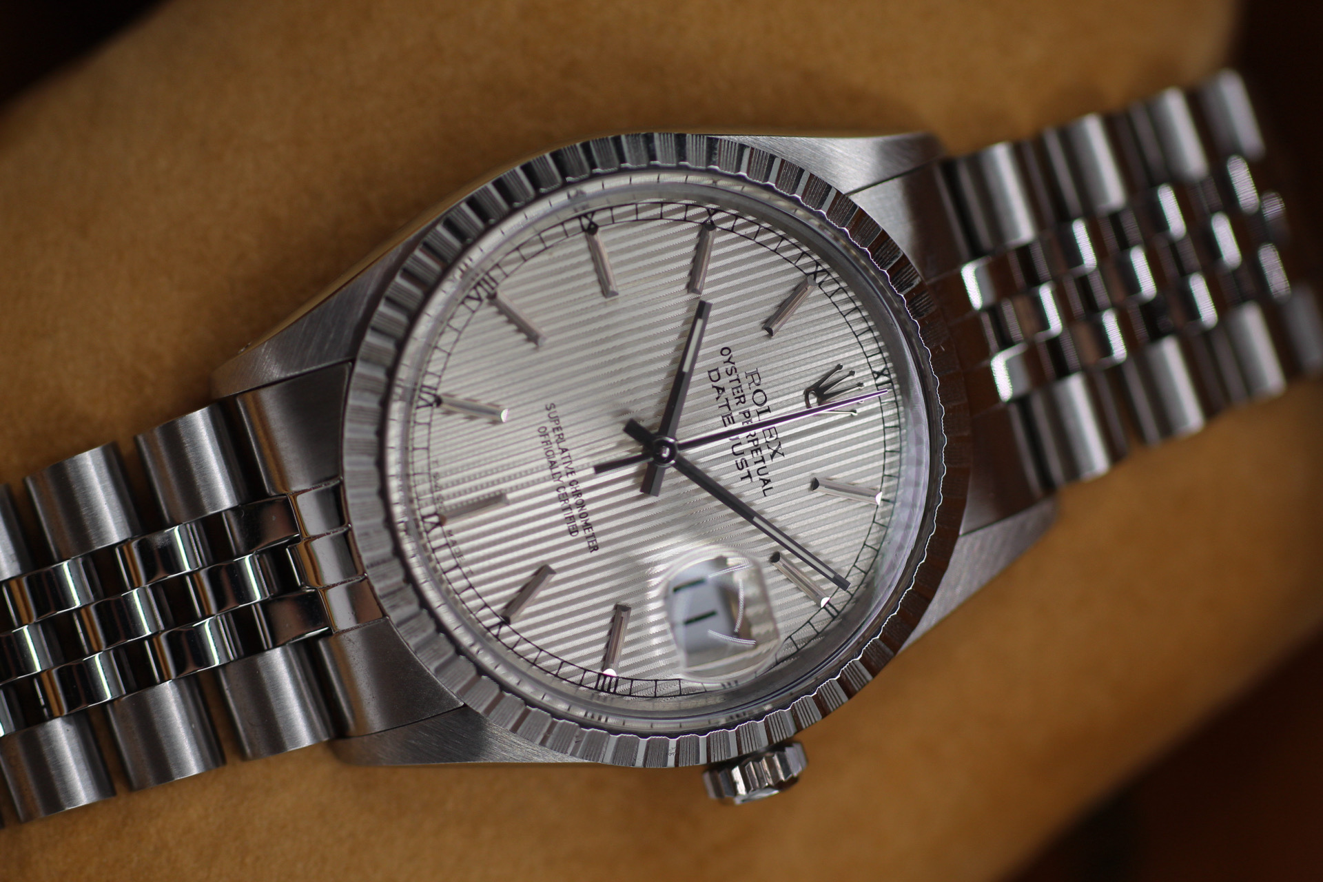 Rolex Datejust Silver Tapestry 36mm 16030